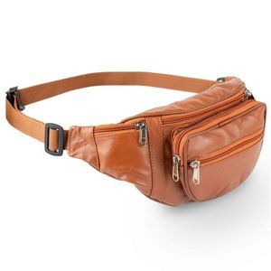 GENUINE Leather Fanny Pack Tan L